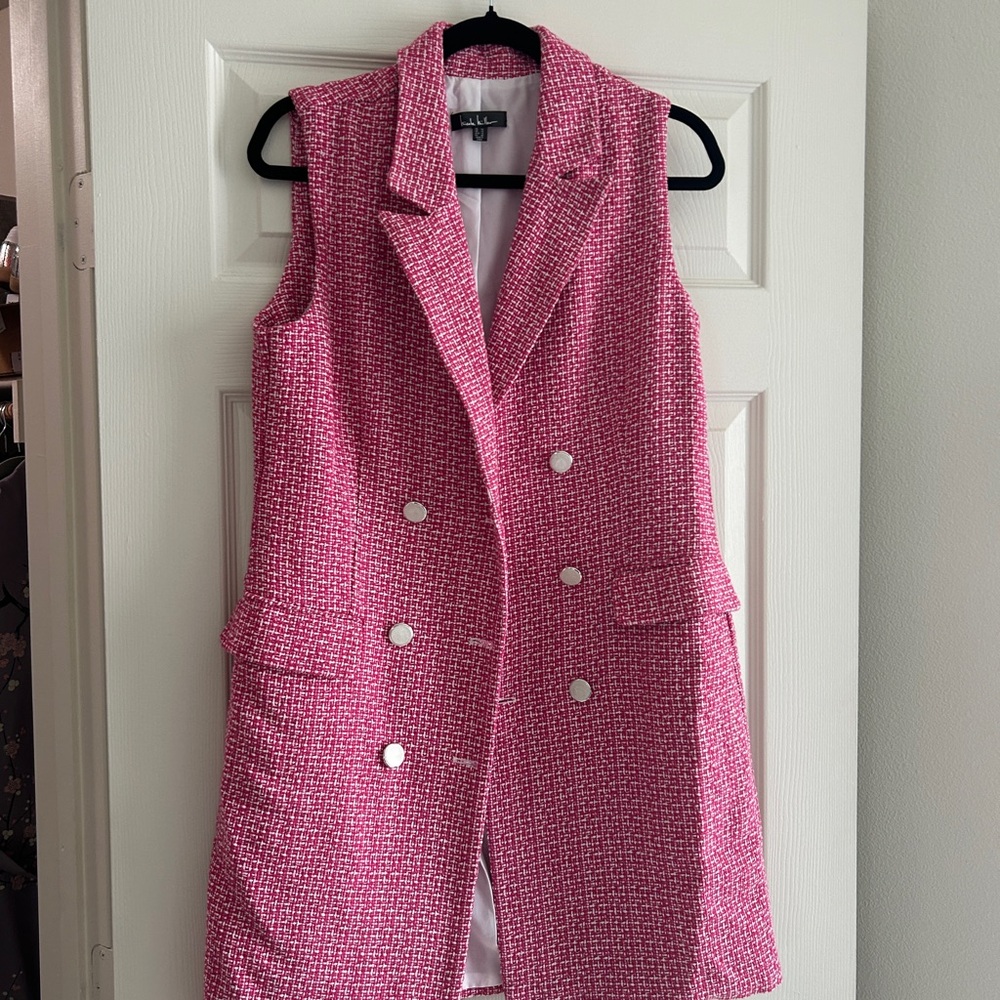 Nicole Miller Pink Tweed Vest